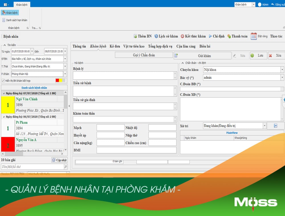 Phần mềm phòng khám Moss Clinic hỗ trợ công việc hàng ngày của bạn